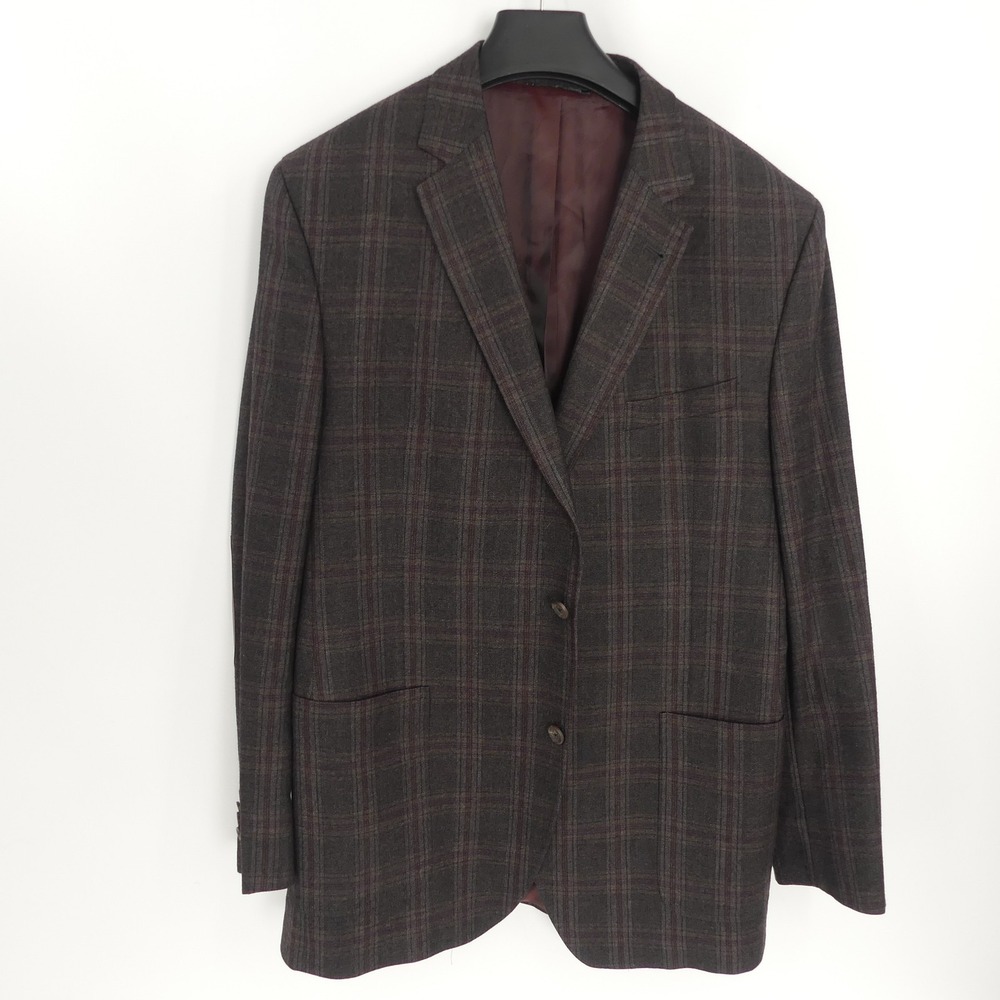 Jack Victor‎ Loro Piana Gray Plaid Patch Pocket Elbow Patch Sport Coat Fits 44L
